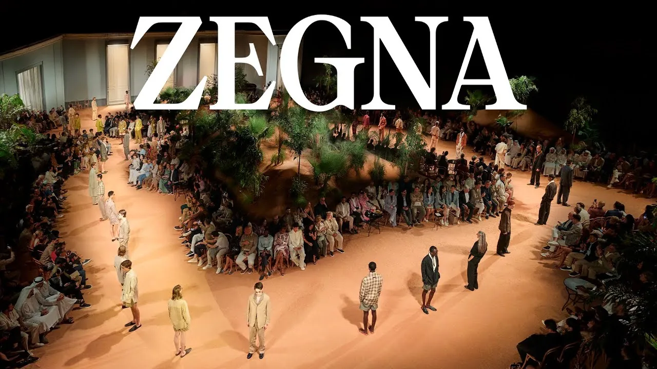 The ZEGNA SS26 show staged as an oasis inside Dubai Opera